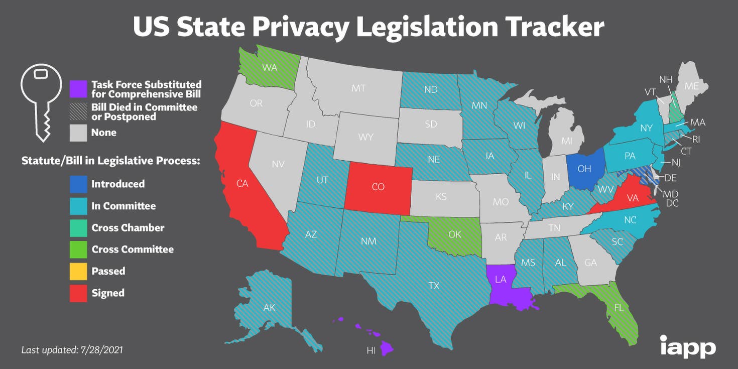 Lo stato dell'arte delle leggi della privacy negli USA - by IAPP